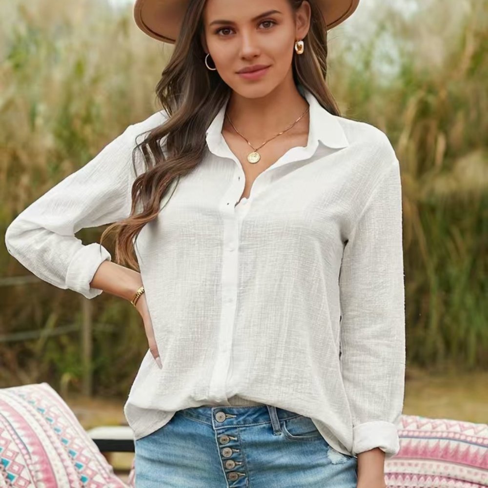 New Women's Button Down Shirt - Long Sleeve - Size Small - Picture 3 of 9